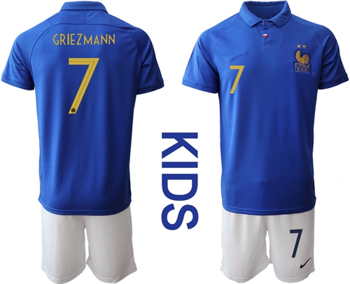 France #7 Griezmann 100th Anniversary Edition Kid Soccer Country Jersey